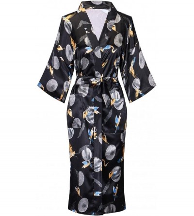 Robes Women's Floral/Patterned Silky Kimono Robes Long Satin Bathrobes Sleepwear Loungewear - Style 8 - CD18Q24LGS5 $36.48
