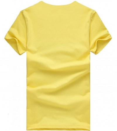 Tops Fashion Women's Casual T-Shirt Loose Short-Sleeved Leaf Print O-Neck Top - Yellow C - CW18WYEUL75 $16.05