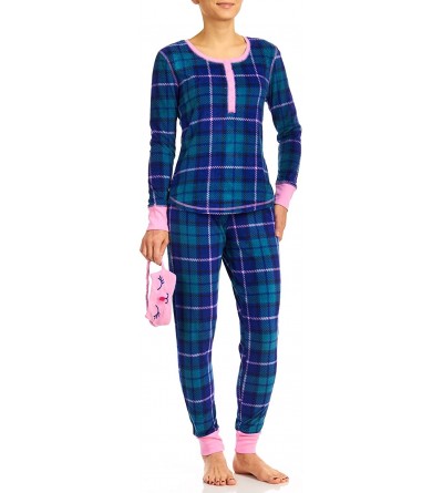 Sets Women's Ginger Snaps Pajama Set With Cat Face Mask - Plaid/Popsicle Pink - CX12NSIIFZ2 $44.65