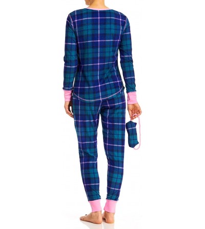 Sets Women's Ginger Snaps Pajama Set With Cat Face Mask - Plaid/Popsicle Pink - CX12NSIIFZ2 $44.65
