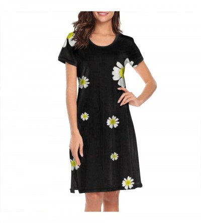 Tops Crewneck Short Sleeve Nightgown Banana Tree Leaves聽 Printed Nightdress Sleepwear Women Pajamas Cute Daisy Yellow Flower ...
