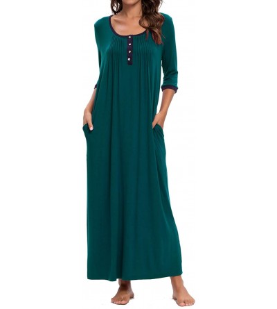 Nightgowns & Sleepshirts Womens Long Nightgowns Sleepshirts 3/4 Sleeve Sleepwear Nightshirt Pajama Pleated Sleep Shirt Dress ...