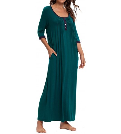Nightgowns & Sleepshirts Womens Long Nightgowns Sleepshirts 3/4 Sleeve Sleepwear Nightshirt Pajama Pleated Sleep Shirt Dress ...