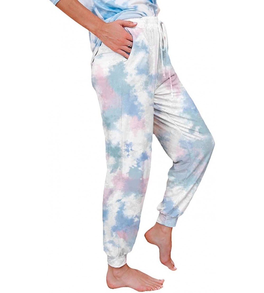 Bottoms Pajama Pants Drawstring Tie Dye Print Jogging Pants Trousers - 1 - CP19C6H0QK7 $22.61