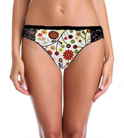 Thermal Underwear Womens Underwear Hipster Panties with Lace and Patterns Pattern with Wild Flowers - Multi 1 - CB19E7KMDKY $...