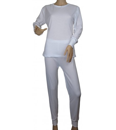 Sets Women's Thermal Pajama 2 Piece Set 100% Cotton Comfortable Warm Sizes S-2XL New - White - CU189RK8QGC $21.75