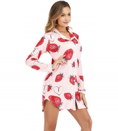 Sets Pajamas Set Long Sleeve Sleepwear Womens Lace Trim Nightwear Soft Pj Lounge Sets - Pink-8 - CX18YLYYHXN $11.27