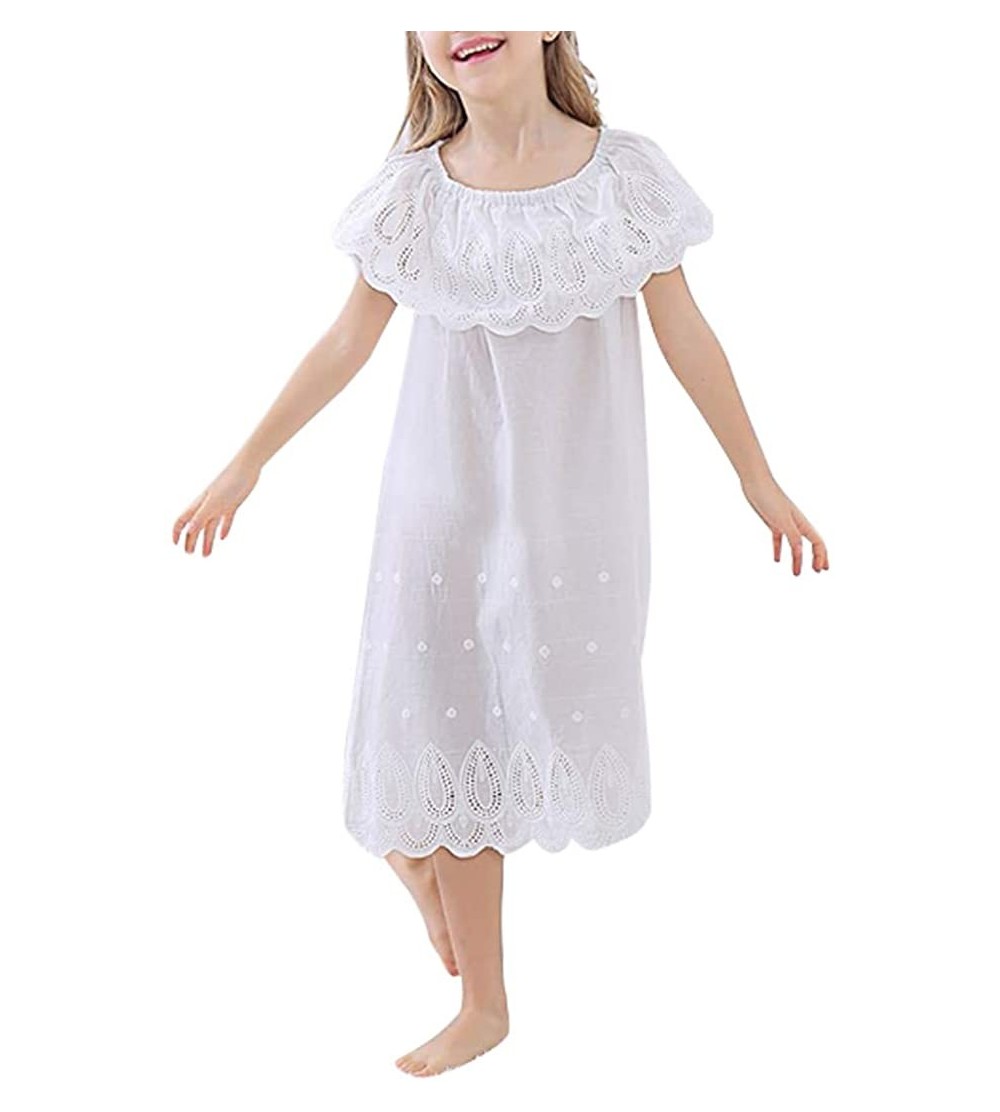 Nightgowns & Sleepshirts 2020 New Girls Nightgowns Long Vintage Soft Cotton Sleepwear Full Length Nightdress for 3-12 Years -...