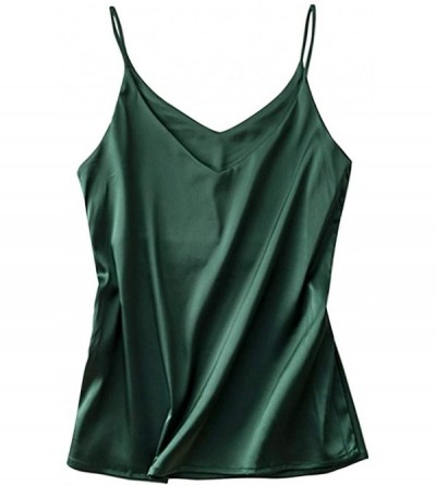 Nightgowns & Sleepshirts Satin Pajamas Sexy Fashion Silk Sling Lingerie Underwear Sleepwear Top - Navy - CO196N0WZD8 $9.14