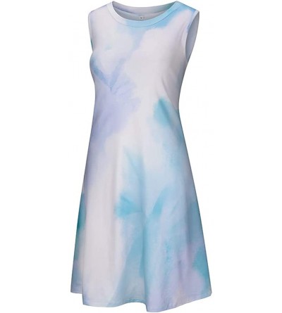 Nightgowns & Sleepshirts Tank Dresses for Women Bodycon Casual Summer Tie-Dye Loungewear Swing Loose Sleepwear Nightdress - S...