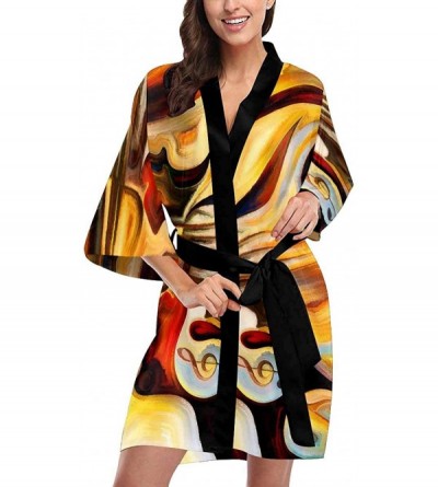 Robes Custom Abstract Lion Women Kimono Robes Beach Cover Up for Parties Wedding (XS-2XL) - Multi 4 - C1194TE0XRM $37.95
