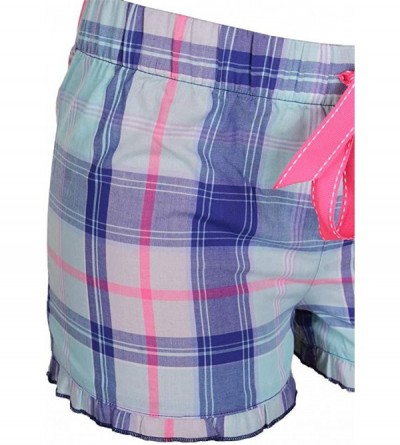 Bottoms Plaid Boxer Pajama Shorts Blue Plaid S - CP18D92AIH0 $11.87