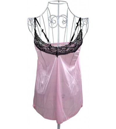 Robes Women's Plus Size Sexy Lace Sleepwear Lingerie Temptation Babydoll Underwear Nightdress - Pink - CV18TU2QZUY $7.72