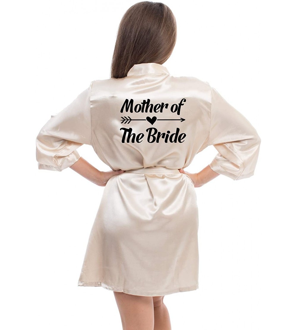 Robes Satin Robe for Bridesmaid Party with Black Writing - Champagne-mother_of_the_bride - C2190OYSYD7 $18.93