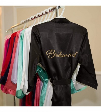 Robes Satin Robe for Bridesmaid Party with Black Writing - Champagne-mother_of_the_bride - C2190OYSYD7 $18.93
