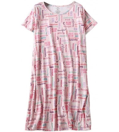 Nightgowns & Sleepshirts Womens Sleep Tee Loose Sleepdress Cotton Sleepwear Short Sleeves Floral Print Sleepshirt Nightgown -...