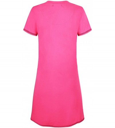 Nightgowns & Sleepshirts Women's Printed Short Sleeve Pure Cotton Sleepwear Nightgown - Pink2 - CO19D7LM6TA $18.48