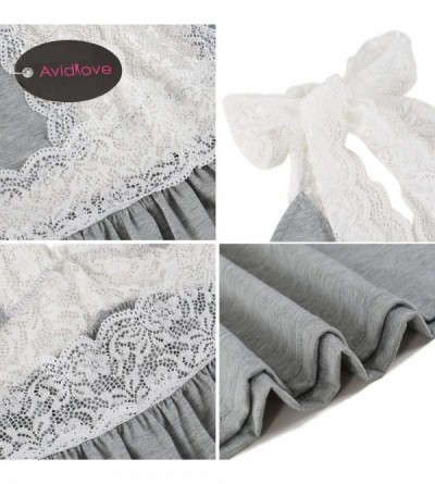 Baby Dolls & Chemises Lingerie for Women V Neck Chemise Sexy Nightie Full Slips Lace Strap Sleepwear - Gray - CL18E49DRWO $9.87