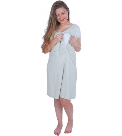 Nightgowns & Sleepshirts Maternity Nursing Nightgown/Breastfeeding Sleepwear - Gray (Pintuck Version) - CW1252ZFBO9 $15.68