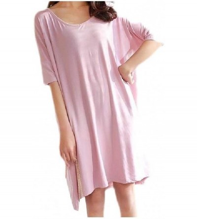 Tops Women Mid-Length V Neck Solid Plus-Size Half Sleeve Fitted Loungewear - 1 - CG190XCEHNE $25.25
