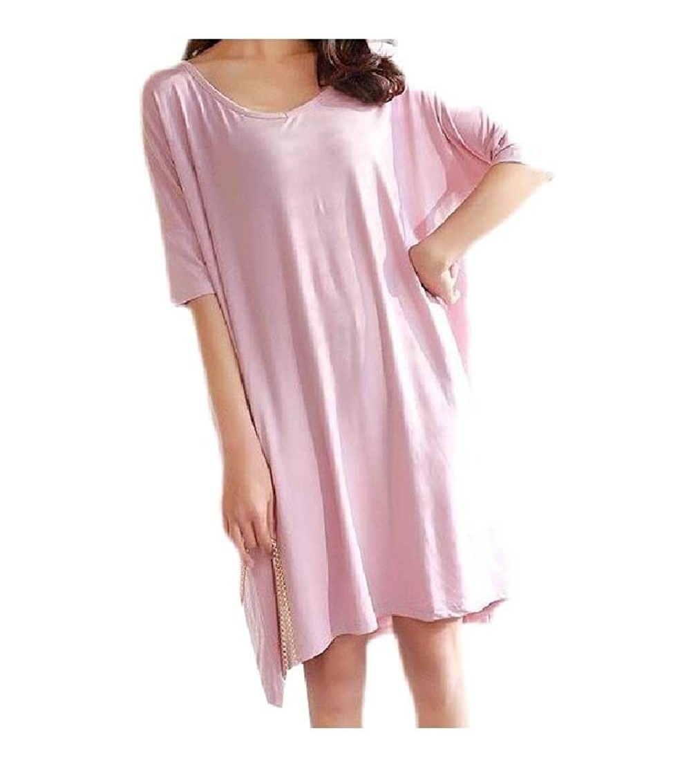 Tops Women Mid-Length V Neck Solid Plus-Size Half Sleeve Fitted Loungewear - 1 - CG190XCEHNE $25.25