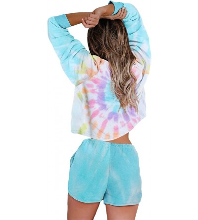 Sets Womens Tie Dye Lounge Sets Tops and Shorts 2 Piece Pajamas Set Sleepwear - C Multicoloured - C1190AOYD97 $20.34