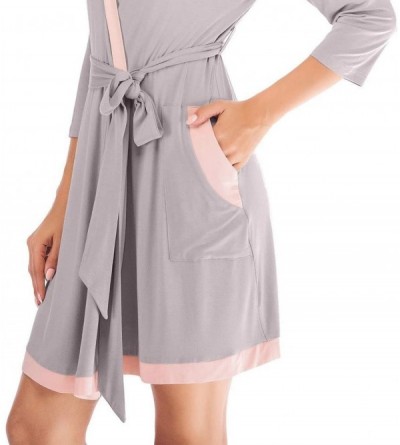 Robes Nursing Nightgown and Robe Women Kimono Robes Cotton Lightweight Robe Bathrobe Soft Sleepwear Ladies LoungewearXL-Gray ...