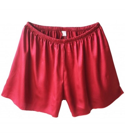 Sets Womens Girls Satin Silk Sleepwear Pyjamas Shorts Pants Nightwear Loungewear Pajamas Bottom Trousers - Wine Red - CM18CW8...