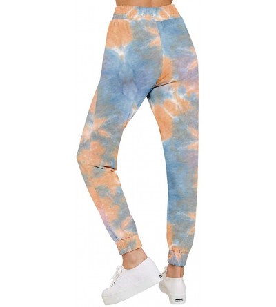 Bottoms Women's Tie Dye Sweatpants Drawstring Waist Jogger Active Pants Pajama Trousers with Pockets - Orange - CV199CI2NSY $...