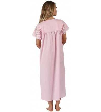 Nightgowns & Sleepshirts 100% Cotton Short Sleeve Ladies Nightdgown - Elizabeth - Pink - CE18ODX43YR $27.91