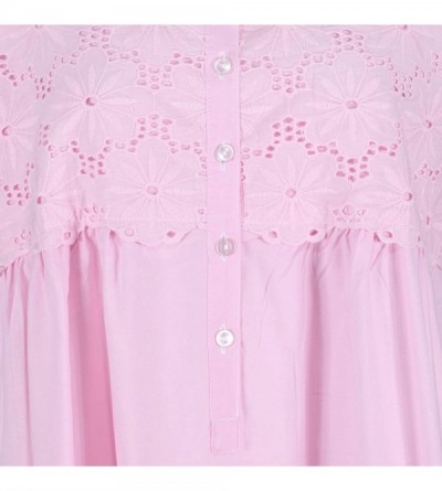 Nightgowns & Sleepshirts 100% Cotton Short Sleeve Ladies Nightdgown - Elizabeth - Pink - CE18ODX43YR $27.91