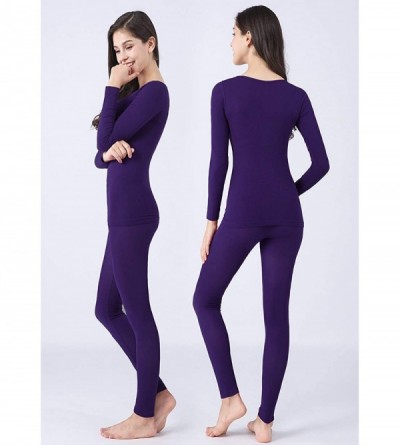 Thermal Underwear Womens Thermal Underwear Set Ultra Warm Lightweight Soft Baselayer - Purple - CX18A8GSYLI $21.19