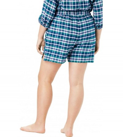 Bottoms Women's Plus Size Flannel Pajama Short Pajamas - Plum Burst Plaid (1352) - CG190L0OY8K $18.74