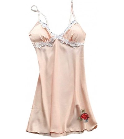 Robes Nightgowns for Women Fashion Lace Silk Satin Sleepwear Sexy V Neck Backless Lingerie Dress Soft Comfy Nightwear B - C01...