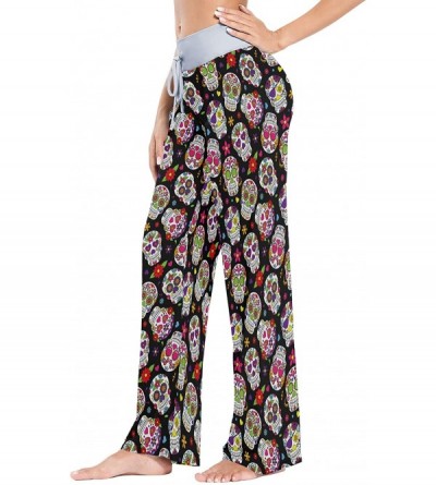 Bottoms Women's Pajama Pants Drawstring Long Wide Leg Lounge Sleep Trousers Sleep Pants - Color25 - CD199EQR2TY $20.30