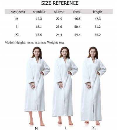 Robes Long Hooded Bath Robe for Women Zipper Spa Bathrobe Flannel Nightgown Housecoat - 15no Hood White - C1194W5K7YN $39.51