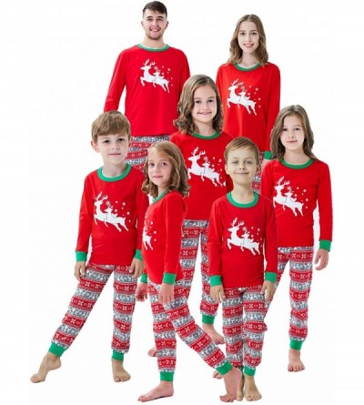 Sets Holiday Family Matching Pajamas Christmas Pjs Kids Sleepwear - Red/Reindeer - CE18Z84Z92W $27.02