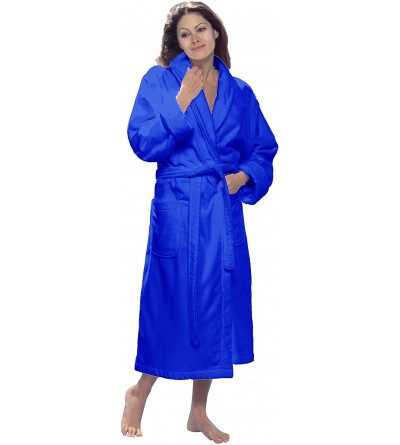 Robes Terry Cotton Adult Robe- Shawl Style - Royal Blue - CW127H2HG43 $42.29