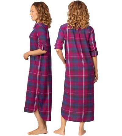 Nightgowns & Sleepshirts Plaid Nightgowns for Women - Nightgowns for Women - Black Cherry Plaid - CY18Q02XM0L $41.49