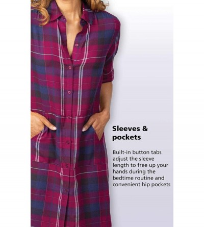 Nightgowns & Sleepshirts Plaid Nightgowns for Women - Nightgowns for Women - Black Cherry Plaid - CY18Q02XM0L $41.49