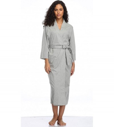 Robes Women's Soft Cotton Modal Long Shawl Collar Wrap Robe Sleepwear - Grey - CI182DWSLQO $13.81