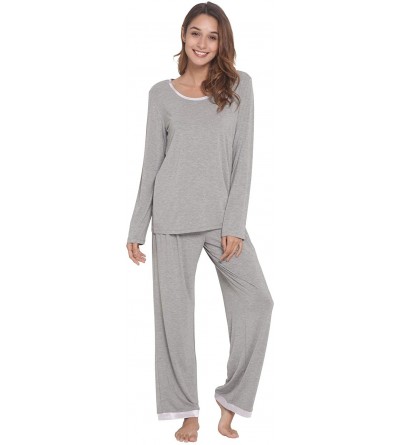 Sets Women's Sleepwear Bamboo Long Sleeve Pajama Pants Set - Heather Grey - CU18GA22M9Z $35.00