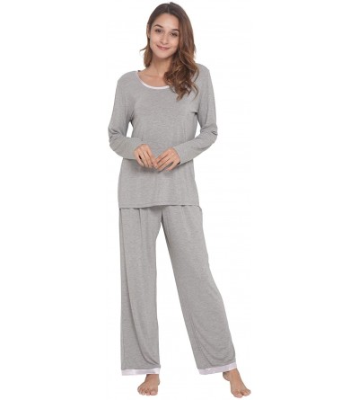 Sets Women's Sleepwear Bamboo Long Sleeve Pajama Pants Set - Heather Grey - CU18GA22M9Z $35.00