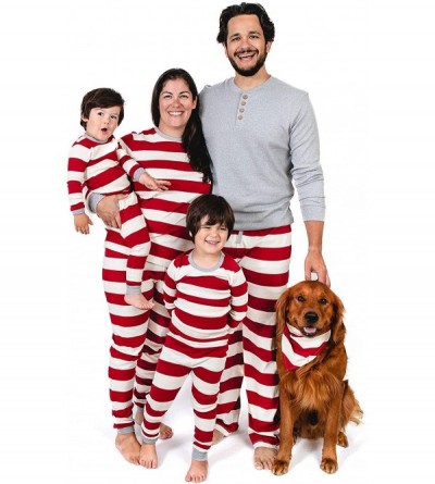 Sets Unisex Family Jammies- Holiday Matching Pajamas- Organic Cotton - Red Rugby Stripe - CV18QROCW7G $19.11