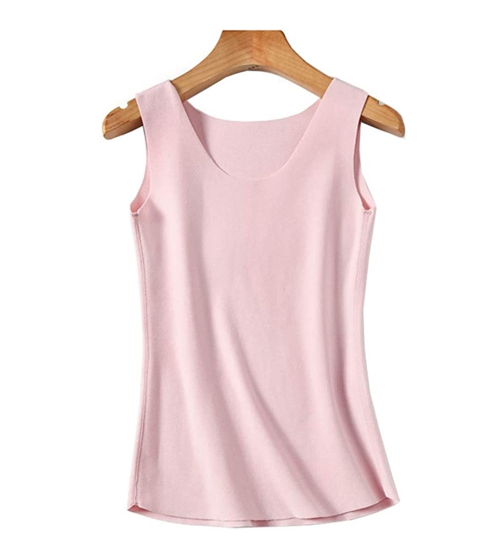 Thermal Underwear Women's Heated Thermal Vest Underwear Sleeveless Tank Top Vest T-Shirt - Light Pink - CH194GR9ID0 $16.21
