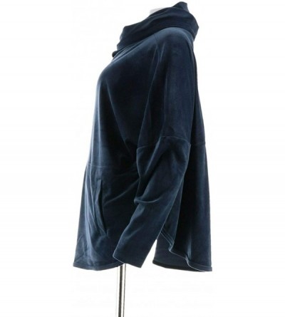 Tops Loungewear Velour Oversized Cowl Pullover Top Navy XL NEW A345454 - CL18WYS66DM $37.40