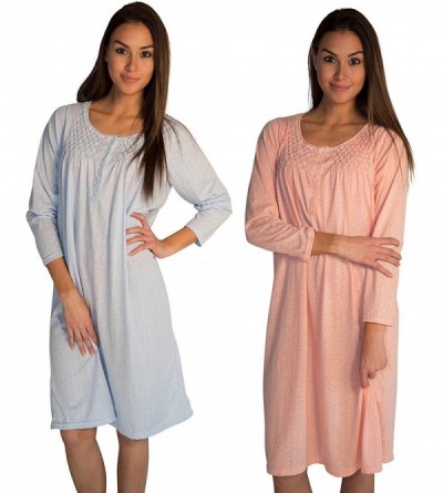 Nightgowns & Sleepshirts 2 Pack of Long Sleeve Cotton Intimate Nightgown Dress - Small to 5XL Available (653) - Pack B - CY18...