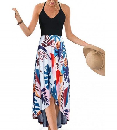 Bottoms 2018 Women Sleeveless Floral Print Maxi Long Dress with Pockets O-Neck Beach - Blue5 - C118STZ0HH6 $19.07