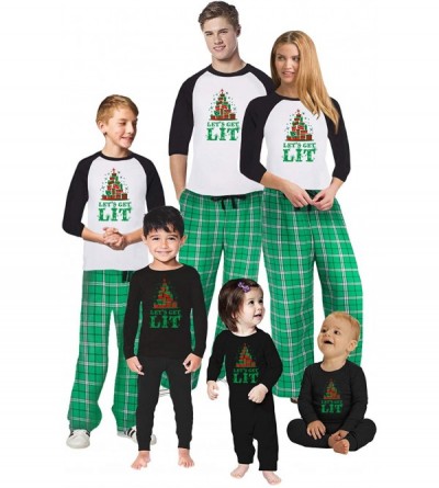 Sets Matching Christmas Pajamas Set Green Let's Get Lit Family Sleepwear - Let's Get Lit - CN18A7HRRU0 $44.41