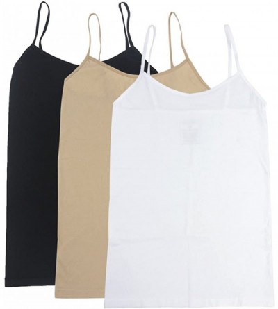 Tops Camisole for Women- Adjustable Spaghetti Strap Cami - Black&nude&white - CQ18Y0SENYL $17.10